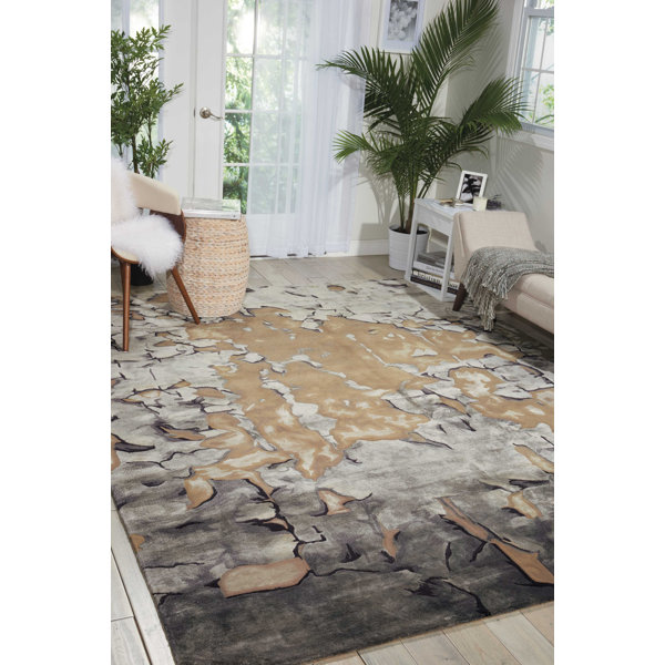 Orren Ellis Byrom Handmade Gray/Yellow/White Rug Wayfair